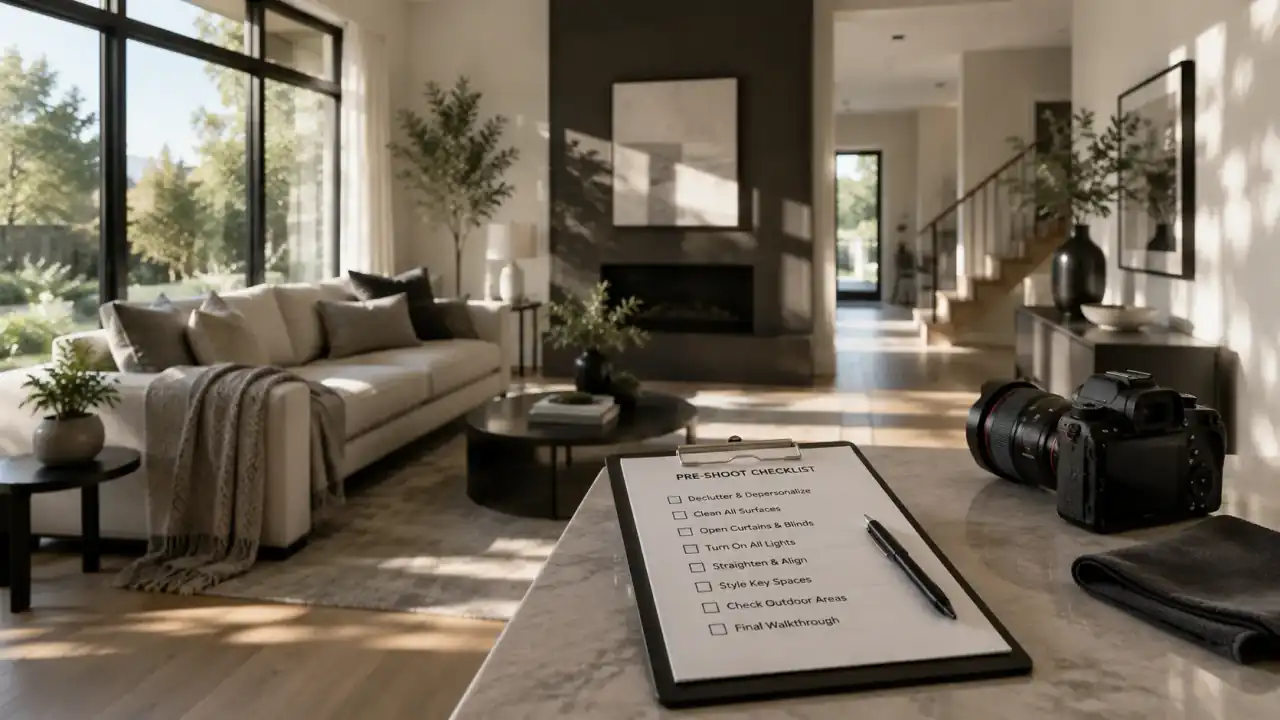 Staged Vancouver home prepared and styled for a professional real estate photo shoot