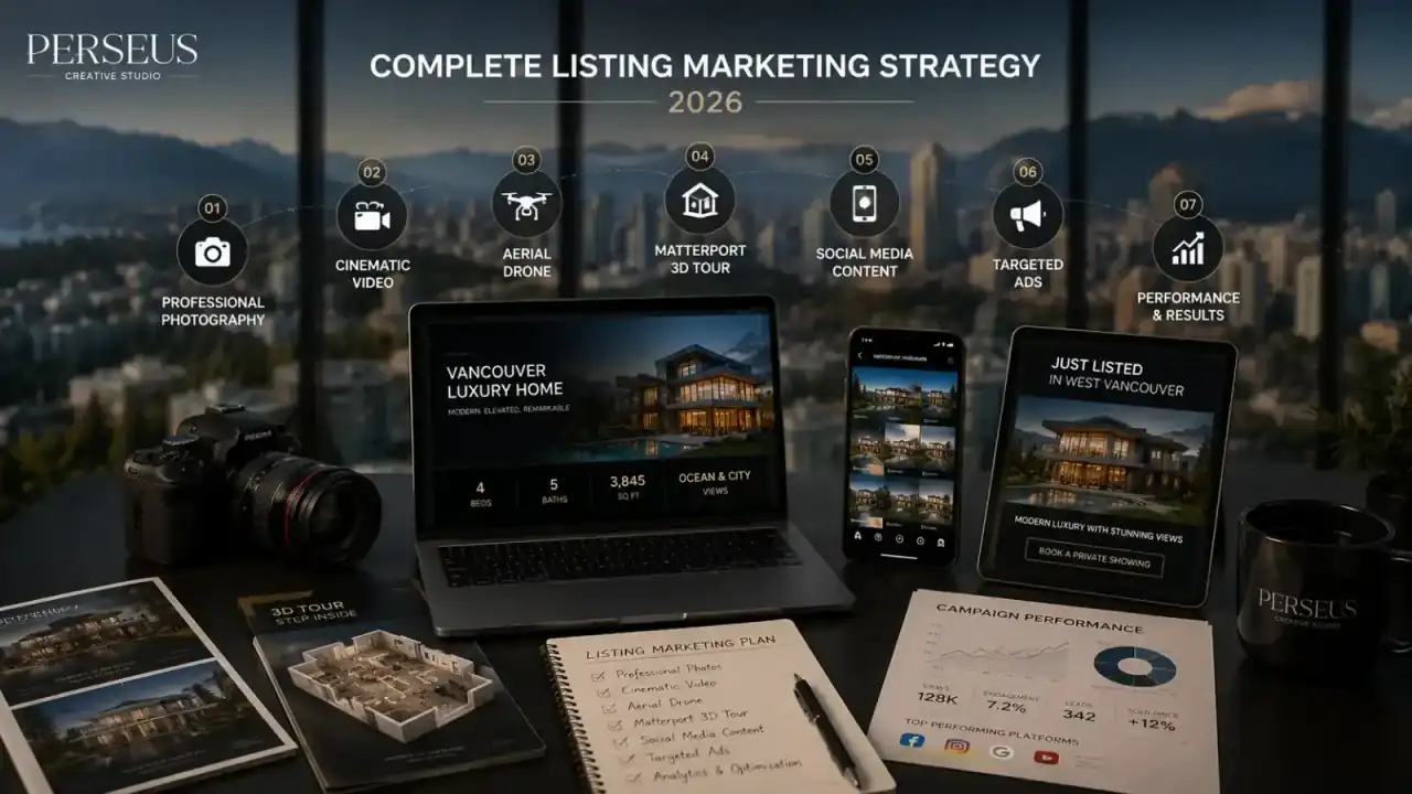 Vancouver realtor reviewing a multi-channel real estate listing marketing campaign for 2026