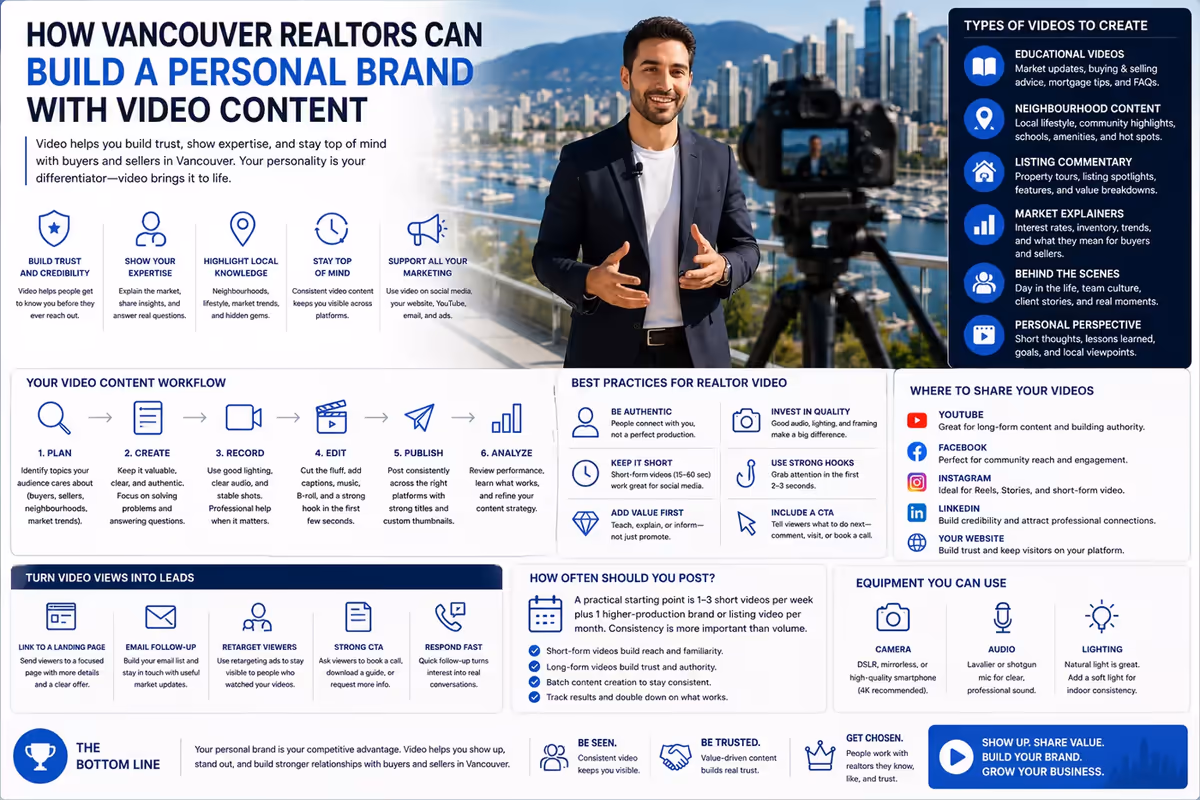 Vancouver Realtor recording personal brand video content for social media and real estate marketing