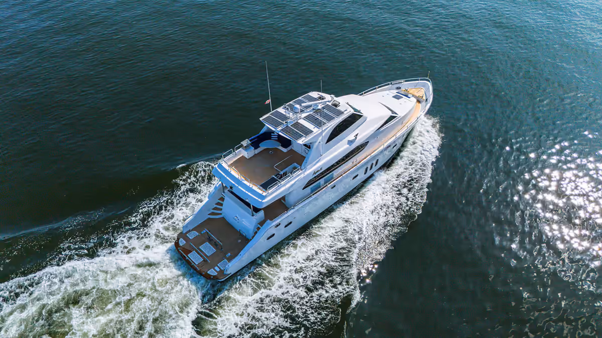 Luxury yacht on the water during a Vancouver marine video production.
