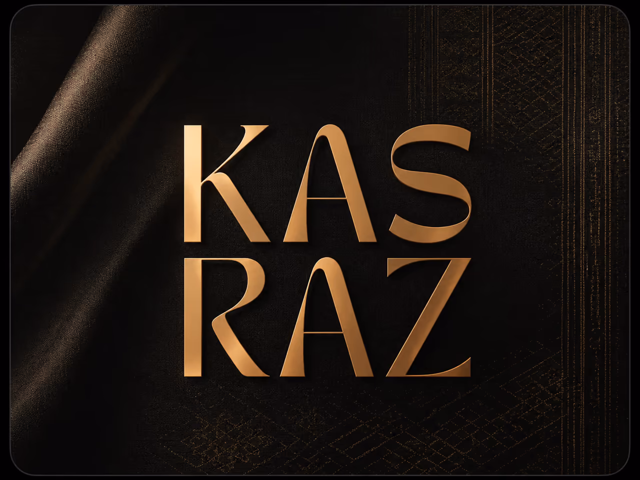 Kasraz Rugs brand logo on a clean backdrop, part of the visual identity developed by Perseus Creative Studio.