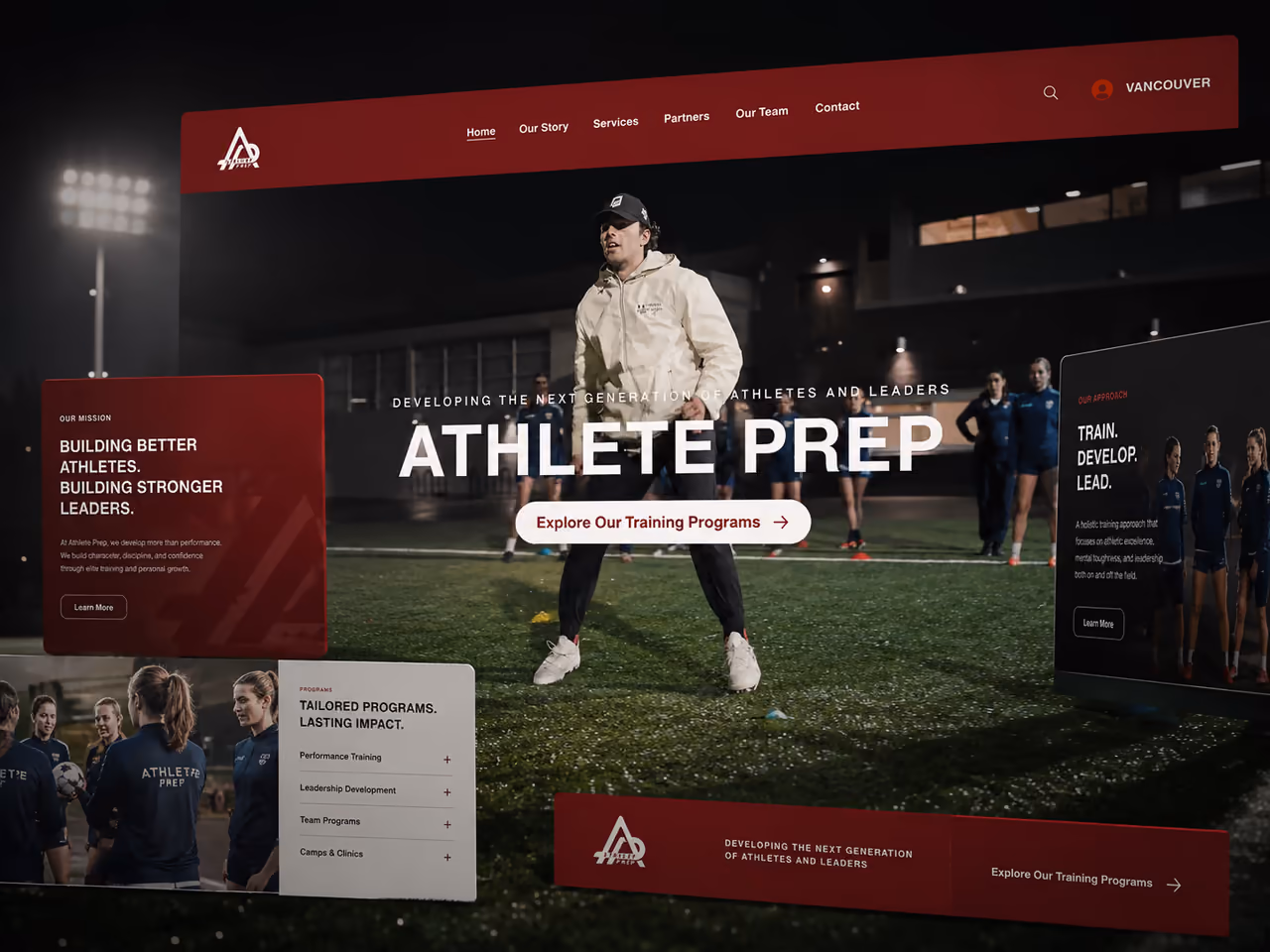 Athlete Prep’s strength and athletic development website homepage, designed and built by Perseus Creative Studio.